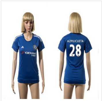 Women Chelsea #28 Azpilicueta Home Soccer Club Jersey