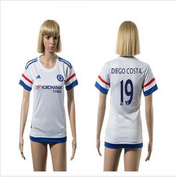 Women Chelsea #19 Diego Costa Away Soccer Club Jersey