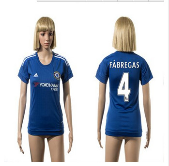 Women Chelsea #4 Fabregas Home Soccer Club Jersey