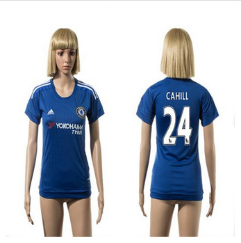 Women Chelsea #24 Cahill Home Soccer Club Jersey