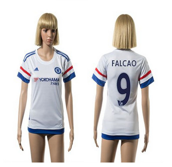 Women Chelsea #9 Falcao Away Soccer Club Jersey