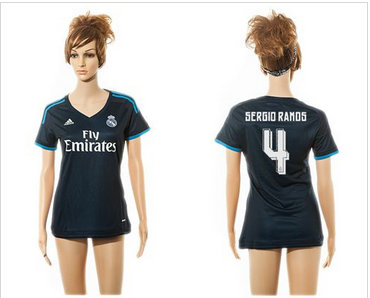 Women Real Madrid #4 Sergio Ramos Sec Away Soccer Club Jersey