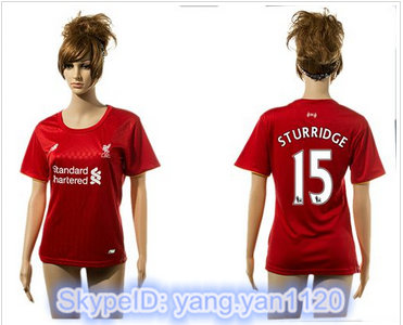 Women Liverpool #15 Sturridge Red Home Soccer Club Jersey