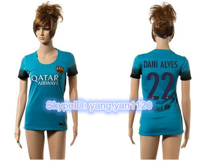 Women's Barcelona #22 Dani Alves Blue Soccer Club Jersey
