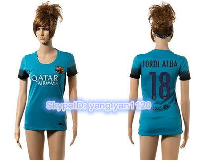 Women's Barcelona #18 Jordi Alba Blue Soccer Club Jersey