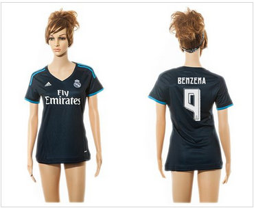 Women Real Madrid #9 Benzema Sec Away Soccer Club Jersey
