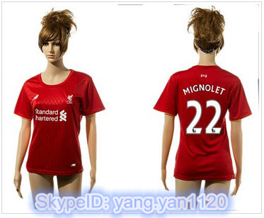 Women Liverpool #22 Mignolet Red Home Soccer Club Jersey
