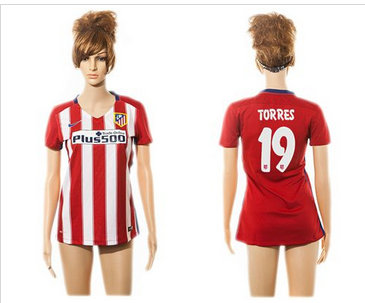 Women Atletico Madrid #19 Torres Home Soccer Club Jersey