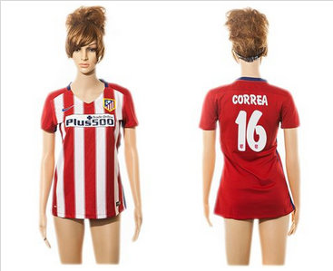 Women Atletico Madrid #16 Correa Home Soccer Club Jersey