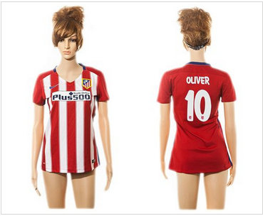 Women Atletico Madrid #10 Oliver Home Soccer Club Jersey