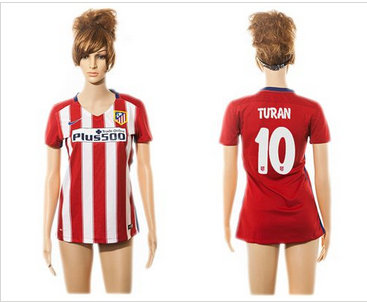 Women Atletico Madrid #10 Turan Home Soccer Club Jersey