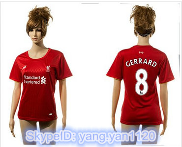 Women Liverpool #8 Gerrard Red Home Soccer Club Jersey