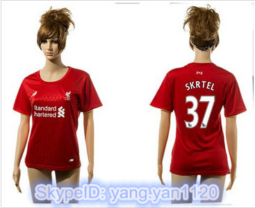 Women Liverpool #37 Skrtel Red Home Soccer Club Jersey