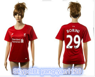Women Liverpool #29 Borini Red Home Soccer Club Jersey