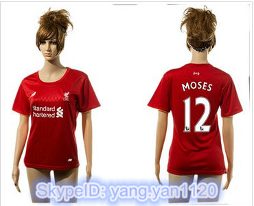 Women Liverpool #12 Moses Red Home Soccer Club Jersey