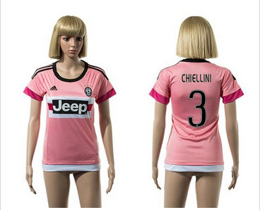Women Juventus #3 Chiellini Pink Soccer Club Jersey