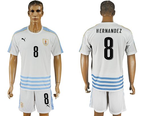 Uruguay #8 Hernandez Away Soccer Country Jersey