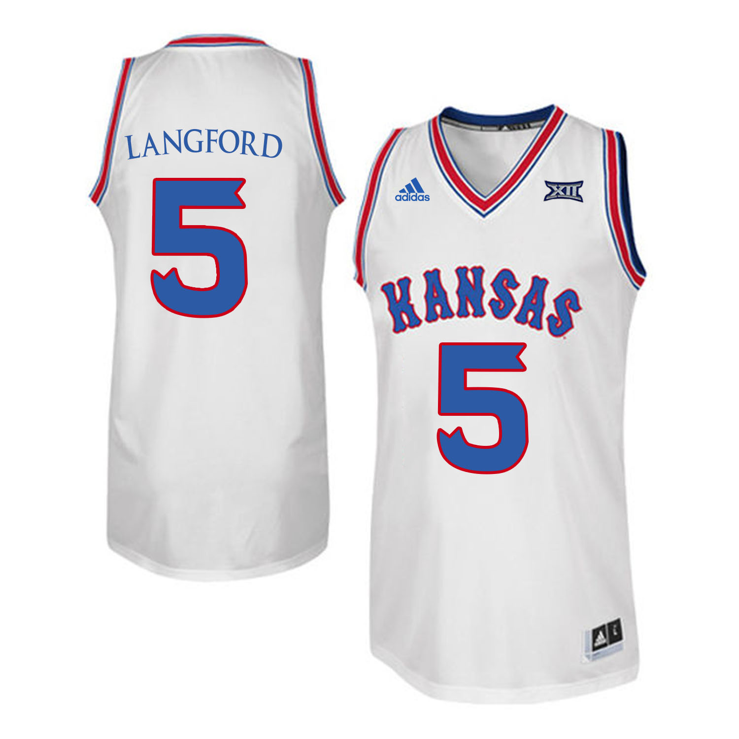 Kansas Jayhawks #5 Keith Langford White Throwback College Basketball Jersey