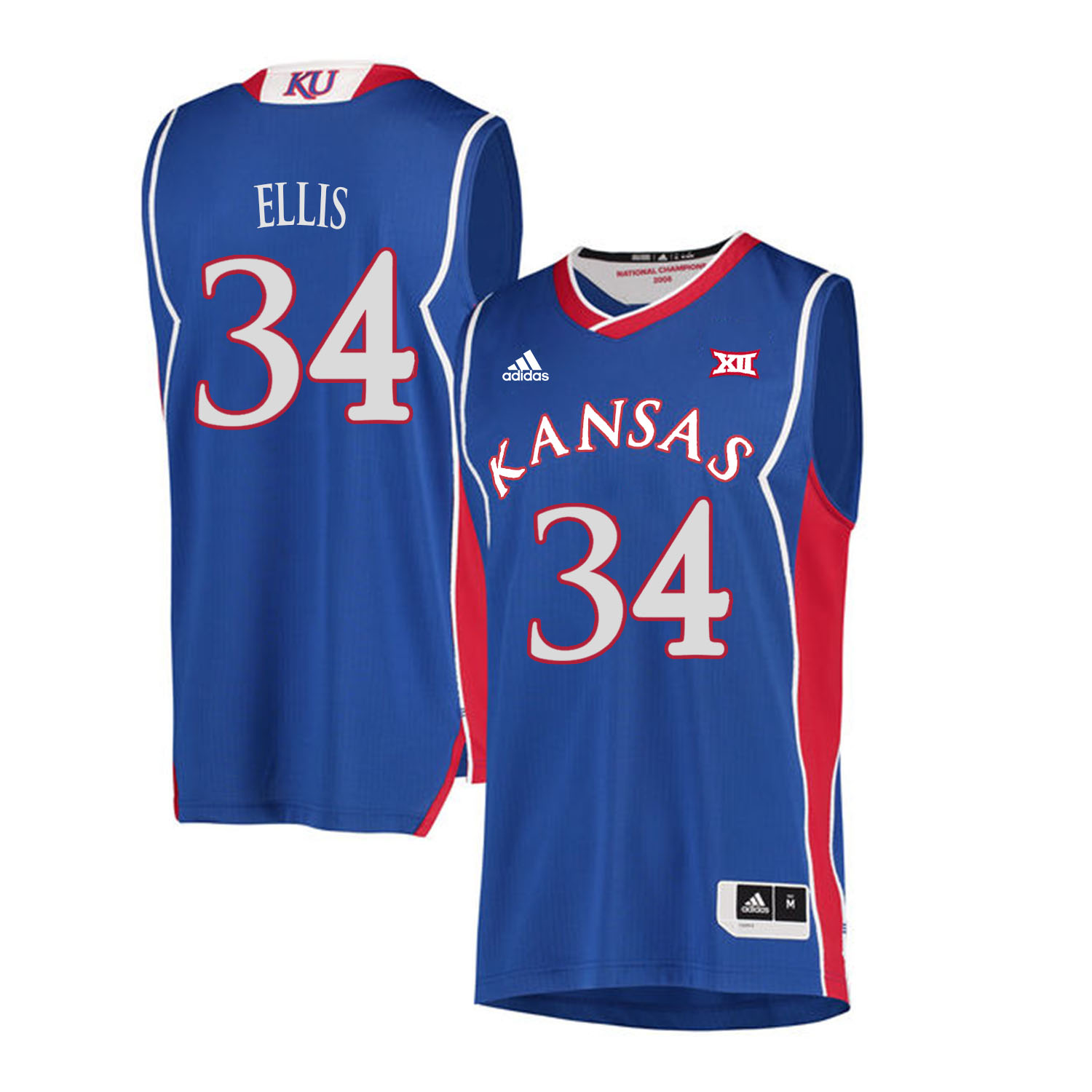 Kansas Jayhawks #34 Perry Ellis Blue Throwback College Basketball Jersey