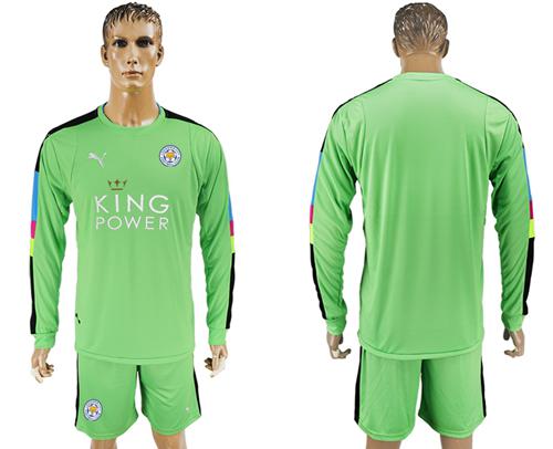 Leicester City Blank Green Goalkeeper Long Sleeves Soccer Club Jersey