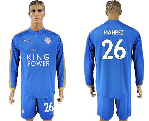 Leicester City #26 Mahrez Home Long Sleeves Soccer Club Jersey
