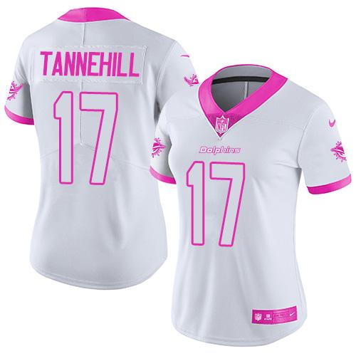 Nike Dolphins #17 Ryan Tannehill White Pink Women's Stitched NFL Limited Rush Fashion Jersey