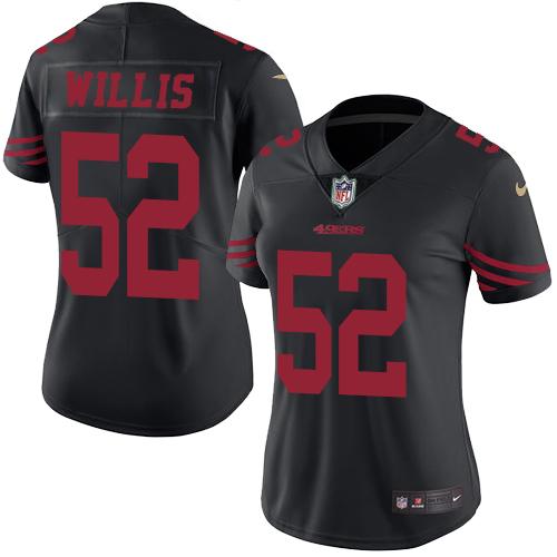 Nike 49ers #52 Patrick Willis Black Women's Stitched NFL Limited Rush Jersey Nike 49ers #52 Patrick Willis Black Women's Stitched NFL Limited Rush Jersey