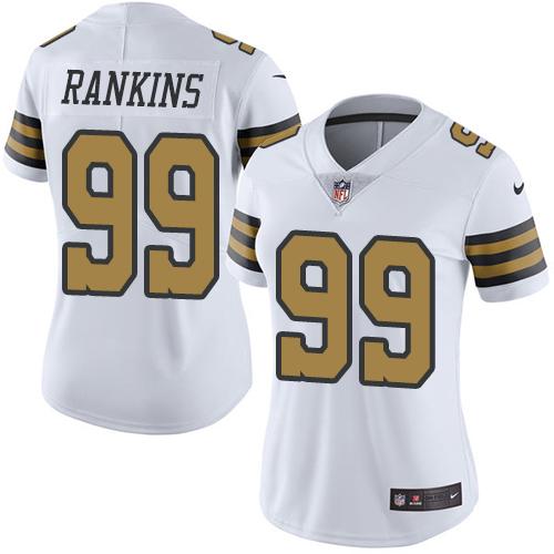 Nike Saints #99 Sheldon Rankins White Women's Stitched NFL Limited Rush Jersey