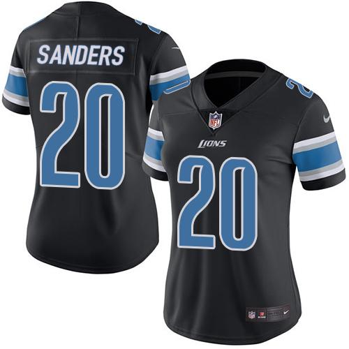 Nike Lions #20 Barry Sanders Black Women's Stitched NFL Limited Rush Jersey Nike Lions #20 Barry Sanders Black Women's Stitched NFL Limited Rush Jersey