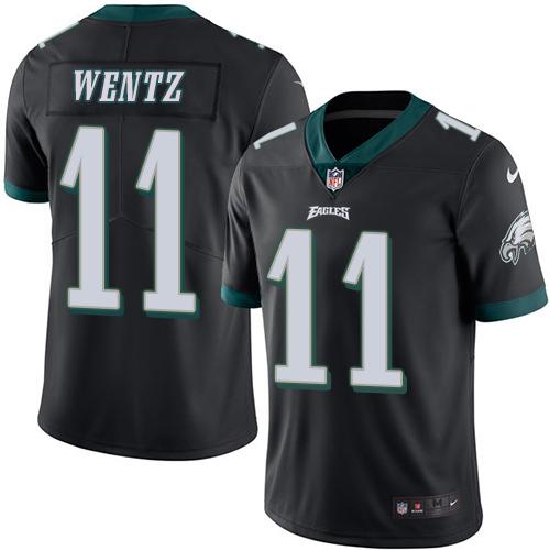 Nike Eagles #11 Carson Wentz Black Men's Stitched NFL Limited Rush Jersey Nike Eagles #11 Carson Wentz Black Men's Stitched NFL Limited Rush Jersey