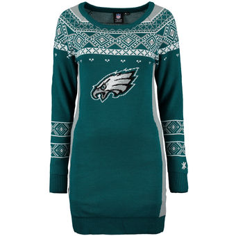 Women's Philadelphia Eagles Klew Green Big Logo Ugly Sweater Dress