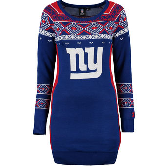 Women's New York Giants Klew Royal Big Logo Ugly Sweater Dress