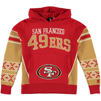 Youth San Francisco 49ers Scarlet Gold Big Logo Hooded Ugly Sweater