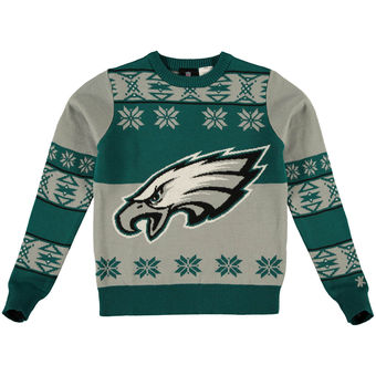 Youth Philadelphia Eagles Midnight Green Gray Big Logo Ugly Sweater