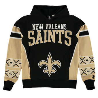 Youth New Orleans Saints Black Gold Big Logo Hooded Ugly Sweater