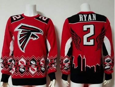 Nike Falcons #2 Matt Ryan RedBlack Men's Ugly Sweater
