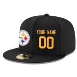 Men's Pittsburgh Steelers Black Custom On-Field Structured Snapback Hat 1