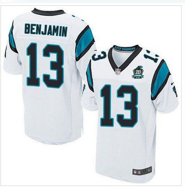 NEW Panthers #13 Kelvin Benjamin White With 20TH Season Patch Stitched Jersey