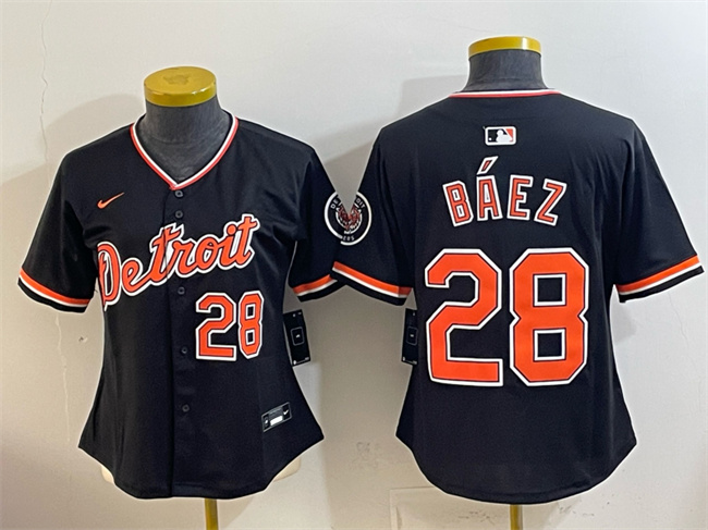 Youth Detroit Tigers #28 Javier Báez Black 2026 Alternate Vapor Premier Limited Stitched Baseball Jersey